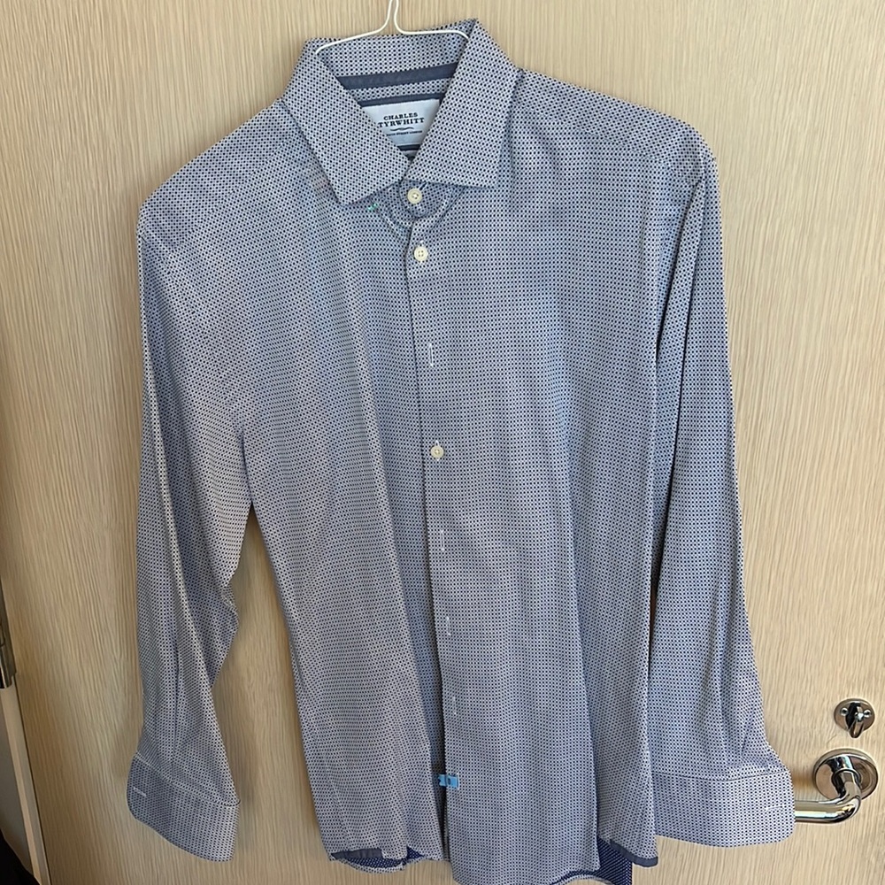 Charles Tyrwhitt Mens 16/33extra slim fit blue dot dress shirt